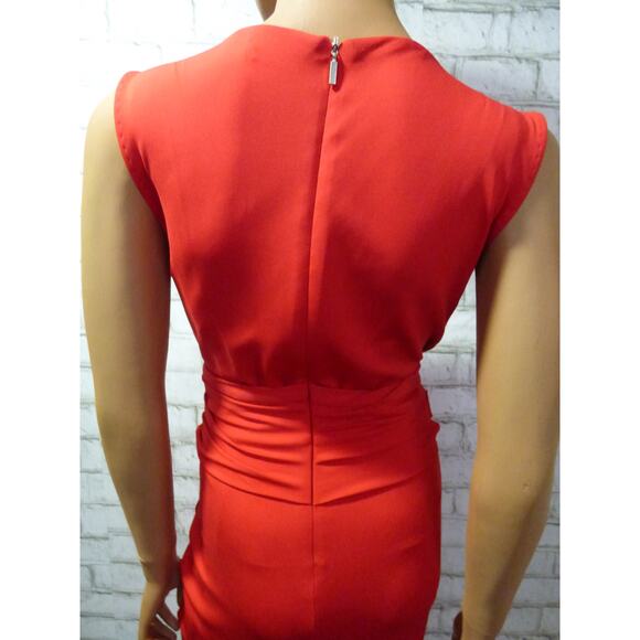 $695 MaxMara Siren Red Ruched Vneck Jersey Lusso Sheath Dress 42 US 8 NEW - Picture 13 of 16